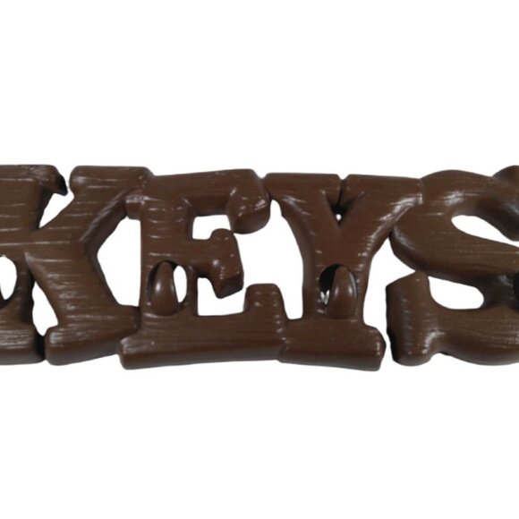 Retro Brown Plastic "KEYS" Wall Hanging Key Rack Organizer w/‎ Hooks -NIP - Picture 2 of 14